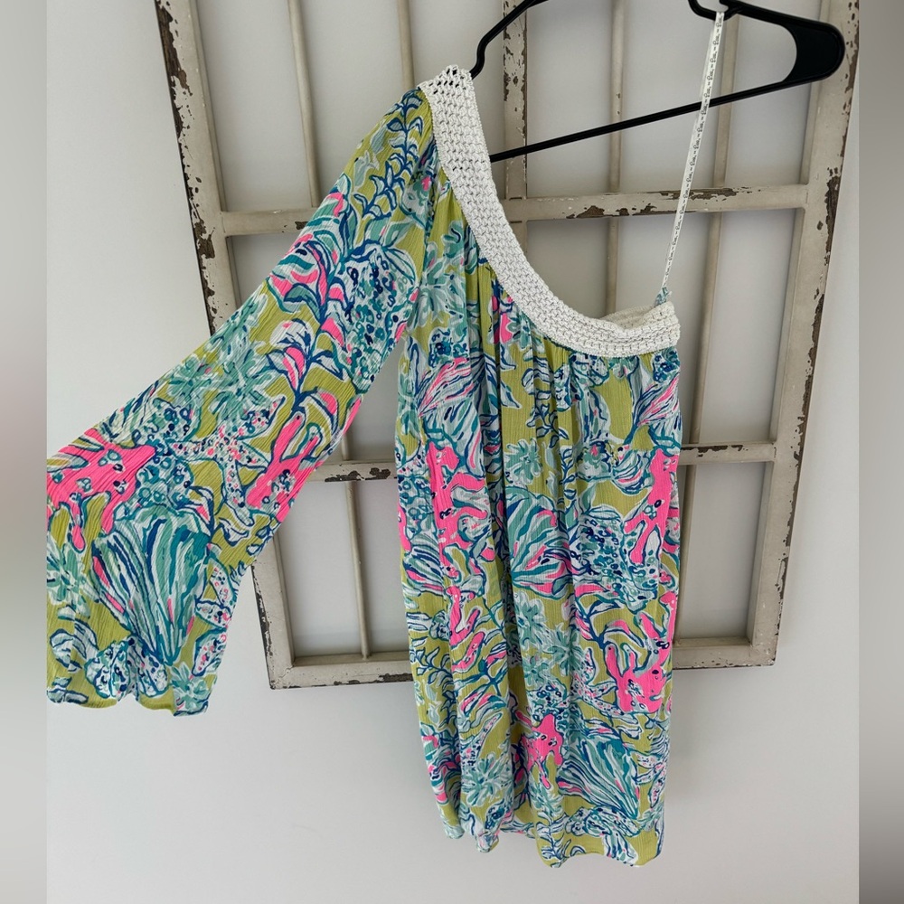Lilly Pulitzer one shoulder gauze dress, XS
